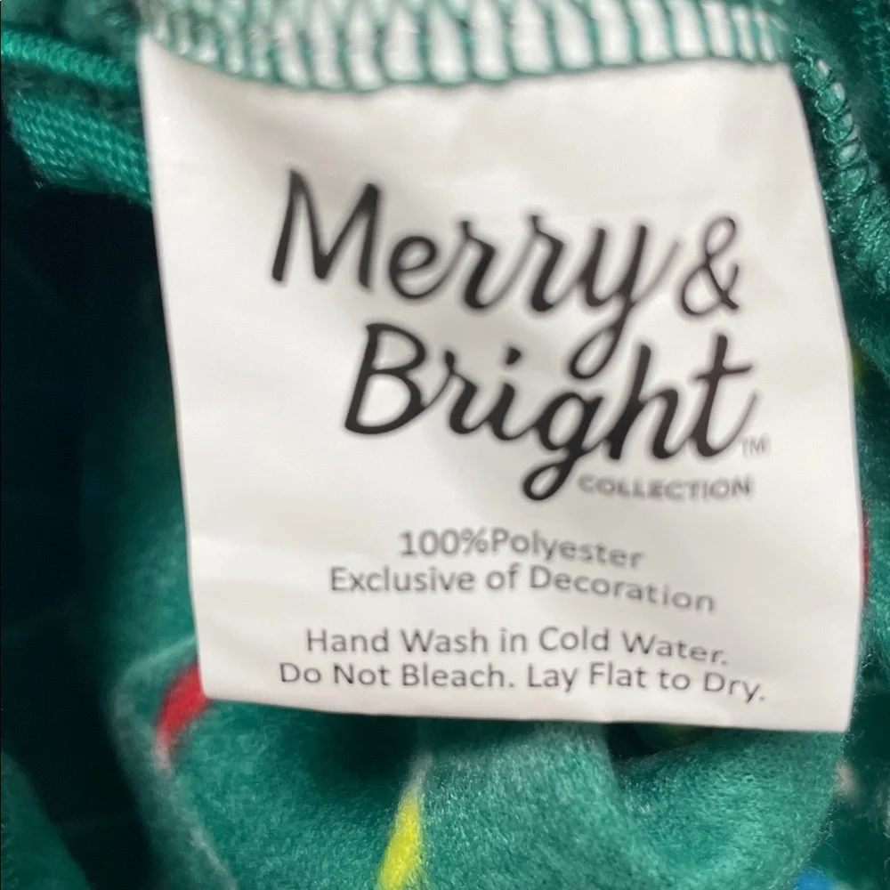 Merry & Bright Medium Dog Fleece Green PJ’s Pajamas with Paw Prints